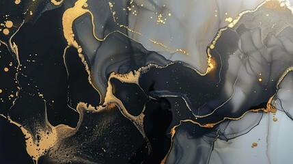 Black gold marble liquid ink geode marble alcohol abstract vector. Abstract multicolored marble texture background.