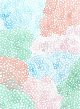 Fototapeta Watercolor painting colorful geometric shape background on white paper. illustration for colorful circle background, cover, card, web and banner. copy space. Hand painted texture style. vertical