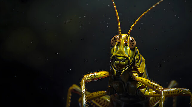 closeup view of locust on the dark background