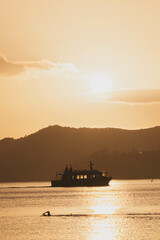 Obraz premium Portrait of a fishing boat at Sunrise