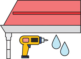 Roof Gutter Vector Flat Design Illustration