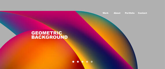 Web page design with geometric elements - circle and wave. Techno art concept. Vector Illustration For Wallpaper, Banner, Background, Card, Book Illustration, landing page