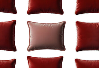 Plush red velvet pillow Hyperrealistic Highly Detailed Isolated On Solid White Background Png File, generative AI