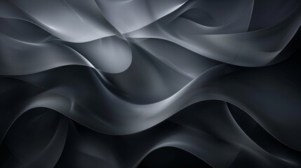 Obraz premium Black and grey waves.black silk background