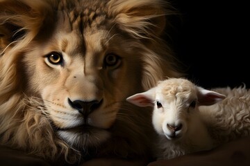 symbiosis of lion and lamb