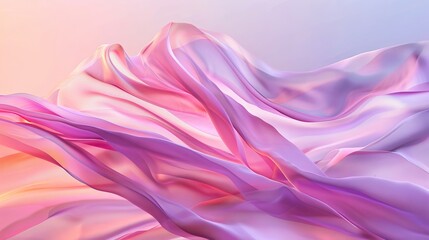 A pink and white silky fabric on a blue background.