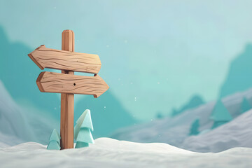 Naklejka premium Cute 3D cartoon sign post on background with Space for text.