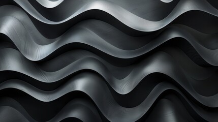 Black metal waves. 3D rendering.abstract background