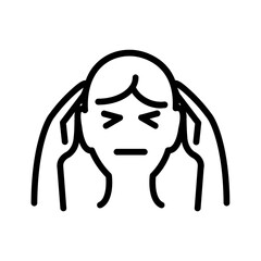Vector black line icon for Migraine