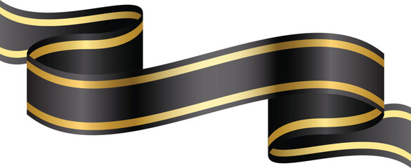 Black Ribbon With Gold Lines