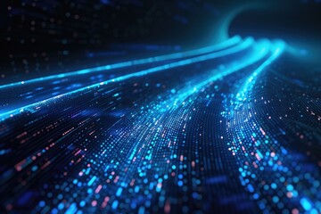 Dynamic Blur Light with Binary Code Zero and One Computer Language. Data Transfer Banner Concept with Motion Lighting Effects on Abstract Technology Background.