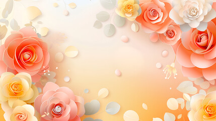 Light peach background with beautiful flowers of peach and light pink colour
