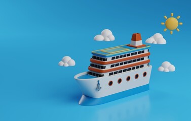 Luxury Voyage, of Cruise Ship, Icon of Maritime Adventure. 3D Render