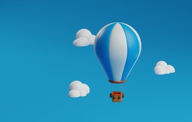 3D Hot Air Balloon Icon for Adventure Travel.3D Render