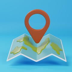 3D Map Pin Icon for Travel and Navigation. 3D Render