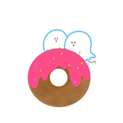 ドーナツとおばけのイラスト