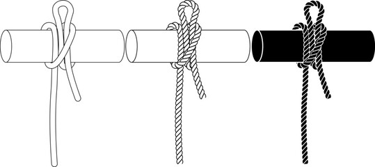 Slippery hitch rope Knot icon set © Kuning