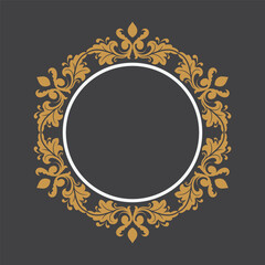 Golden Vintage frame Ornament in Circle Shape .Golden Ring Border ornament.Suitable for wedding invitation card.