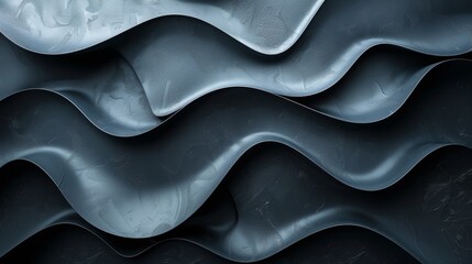 Obraz premium Blue wavy metallic surface with a brushed metal texture.