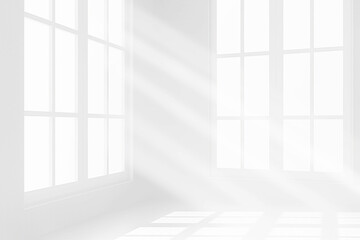 Realistic shadow overlay effect resembling window light patterns, isolated on a transparent background.