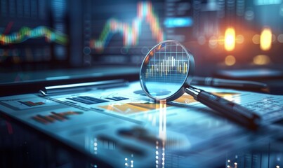 A Magnifying Glass zooming in on financial market data and graphs, providing detailed analysis and insights.