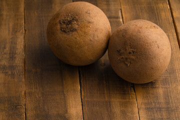 Tropical fruit mamey sliced zapote