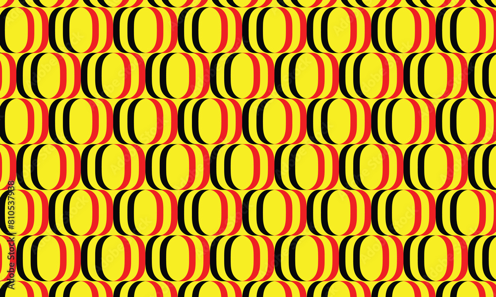 Aufkleber abstract simple geometric black red bracket pattern on yellow.