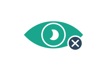 vision loss icon. eye with cross. icon related to elderly. solid icon style. old age element illustration