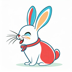 Obraz premium Colorful rabbit yawning, eyes closed