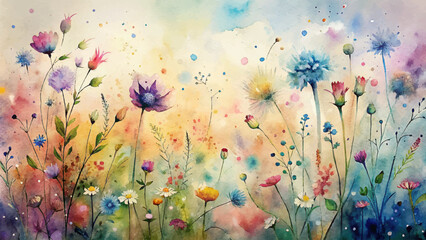 Watercolor background wildflowers watercolor spark imagination