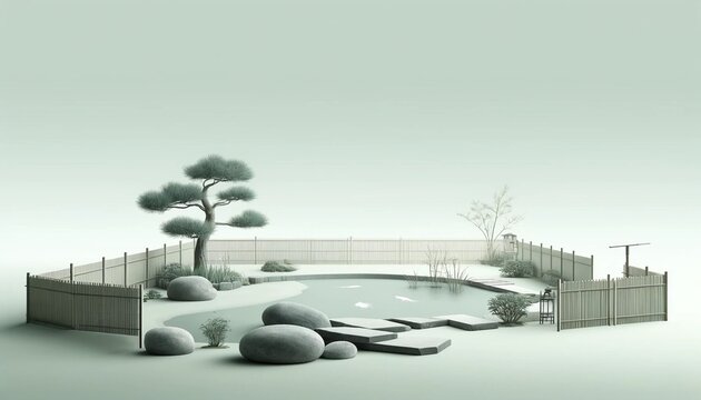 Japanese style tree in the water