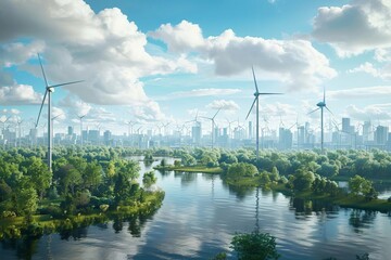 Visualization of wind energy farms contributing to sustainable power solutions