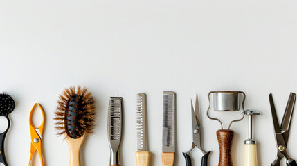 Professional hairdressers tools on white background - Powered by Adobe