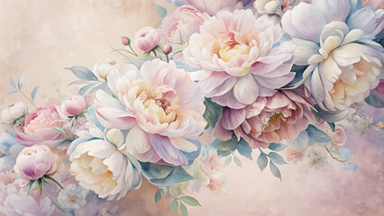 Watercolor background adorned with soft pastel