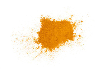 spreading out of turmeric powder isolated transparent