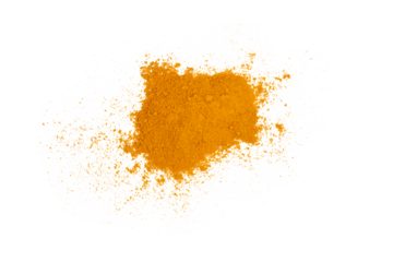 spreading out of turmeric powder isolated transparent