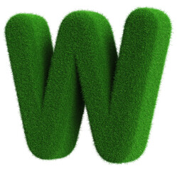 Grass Font Green Uppercase 3d Render .  Letter W