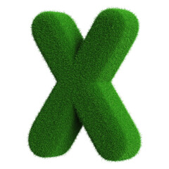 Grass Font Green Uppercase 3d Render .  Letter X