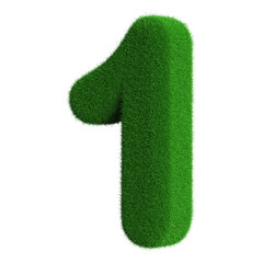 1 Number Grass Green 3d Render