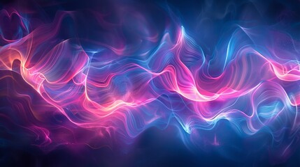 Dynamic flows of pink and blue neon, blending smoothly to form an abstract, mesmerizing artwork.