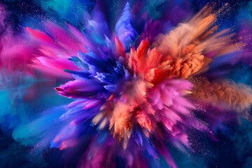 Vibrant Abstract Floral Explosion in Intense Colors, Dynamic Artistic Background
