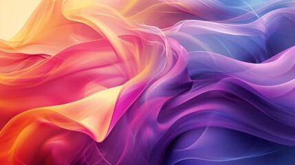 Obraz premium The image is an abstract painting with a gradient of colors from orange to purple. The painting has a soft and dreamy feel to it.