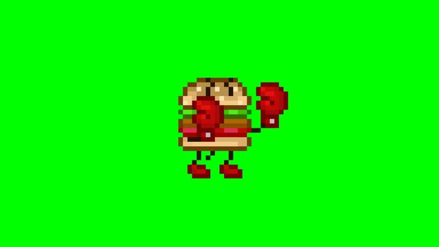 Boxer burger, pixel art animation