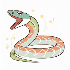 Fototapeta premium Colorful snake yawning, eyes closed