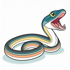 Fototapeta premium Colorful snake yawning, eyes closed
