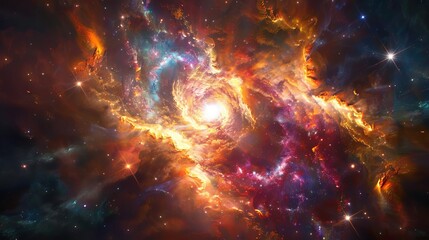 A vibrant visualization of a celestial event or deep space