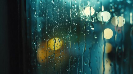 Forceful rain pouring on a window, tight focus, 4K, hyperrealistic, enhanced detail