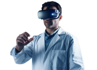 doctor wearing VR glass isolated