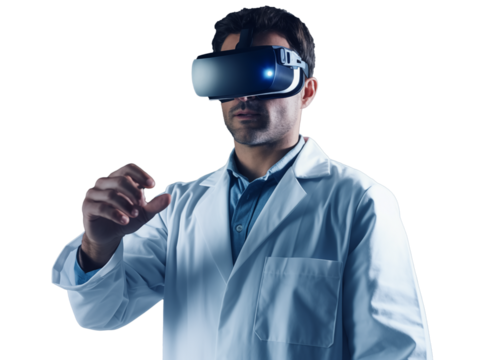 doctor wearing VR glass isolated
