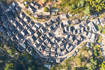 Aerial photography of Nuogan Ancient Village in Jingmai Mountain, Yunnan Province